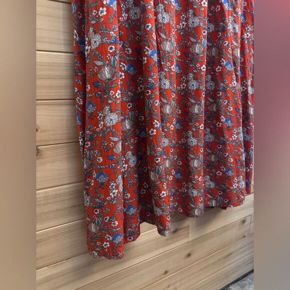 Natural Life Size XS/S Patti Side Slit Red Floral Bohemian Rayon Maxi Dress - Picture 7 of 9